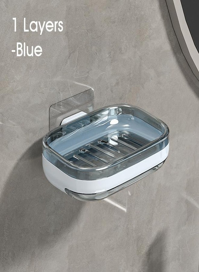 Tyzag Soap Holder for Bathroom, Soap Dish Holder, Soap Stand for Bathroom, Wall Mounted stickable self Adhesive Soap Case for Bathroom (White & Blue, Single Dish) - Image 3